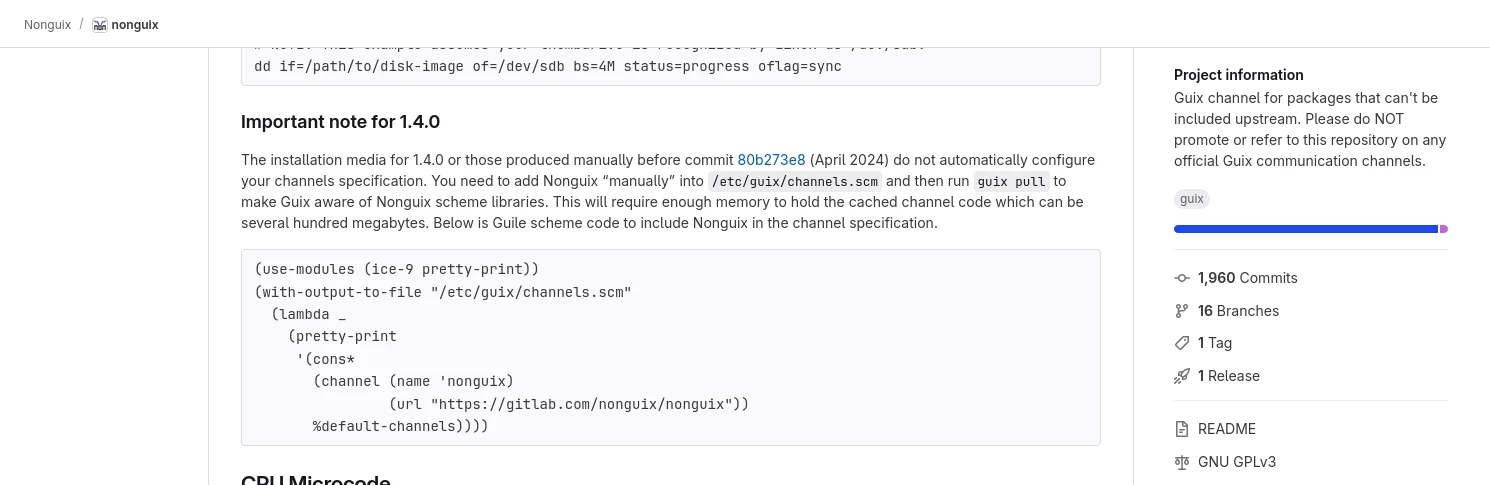 La note importante concernant la version 1.4.0 de Nonguix