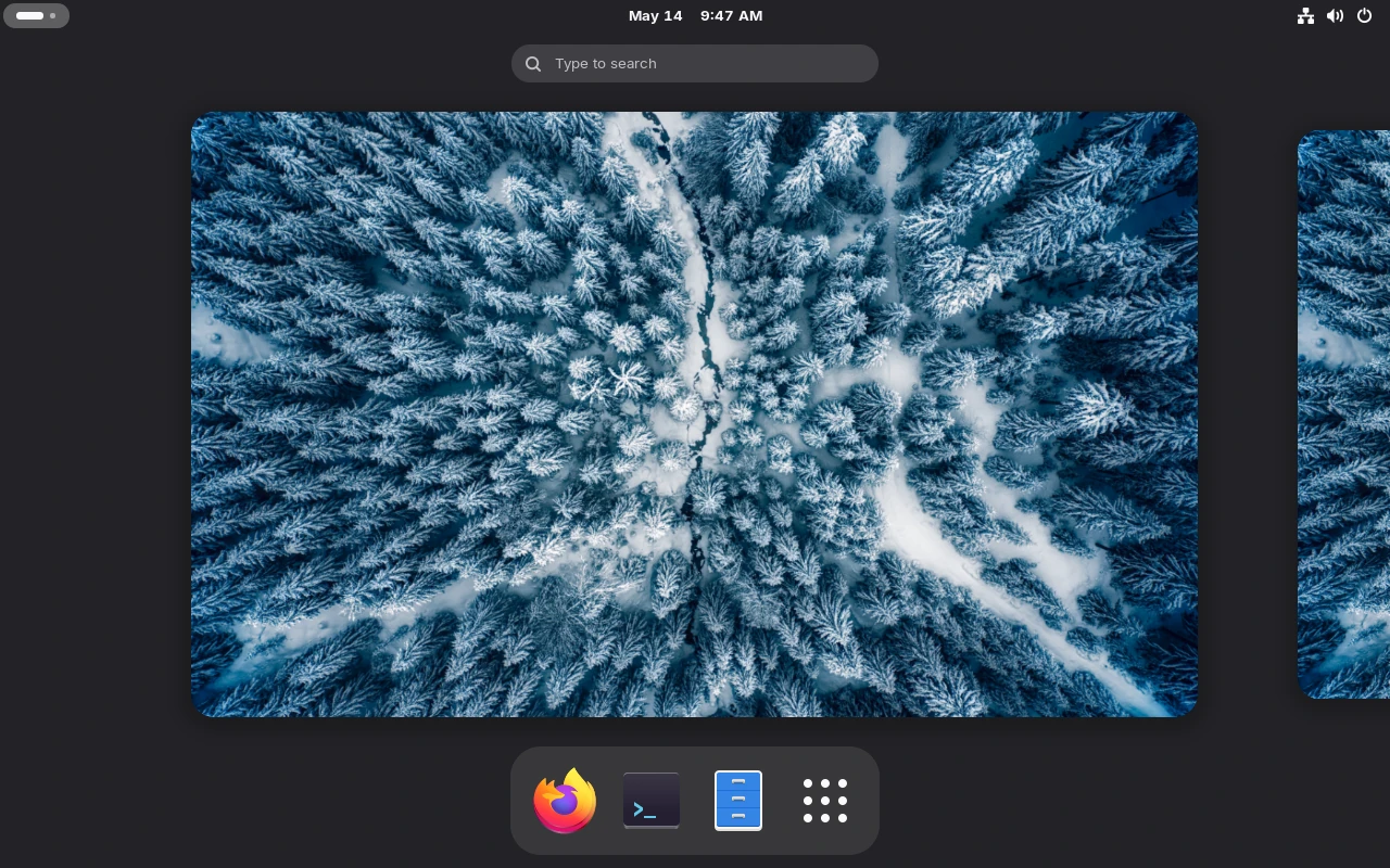 The first screen displayed by AerynOS Live